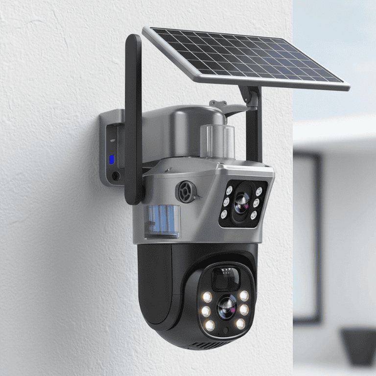 DUALGUARD CAM - Wireless 4K Home Security Camera with Solar Power & 360° View