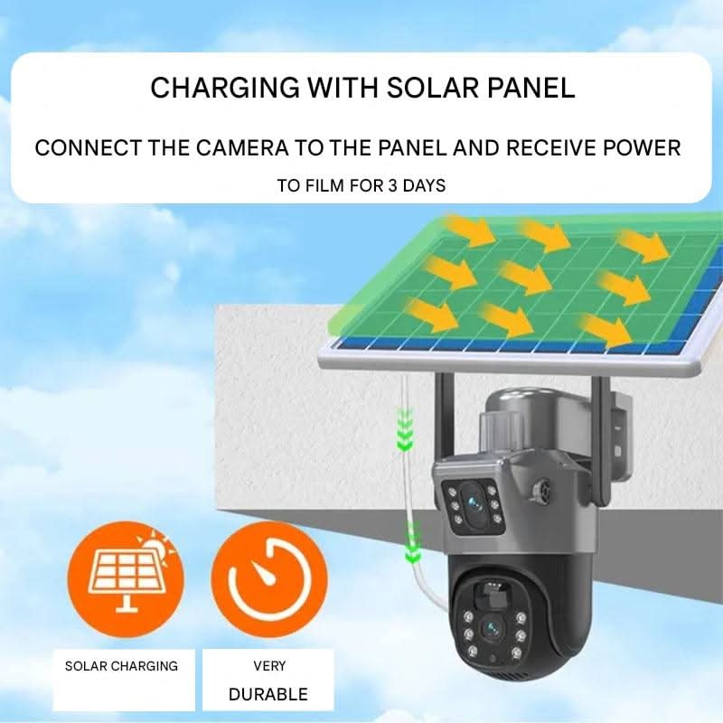DUALGUARD CAM - Wireless 4K Home Security Camera with Solar Power & 360° View