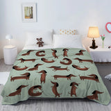 DoxiDream - Soft Flannel Dachshund Print Blanket for Cozy Comfort