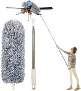 DustReach Telescopic Microfiber Duster - Extra Long 250 cm Reach for Safe Cleaning