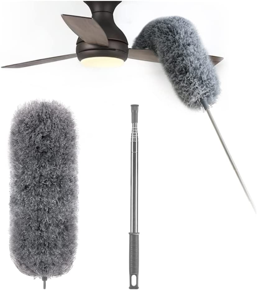 DustReach Telescopic Microfiber Duster - Extra Long 250 cm Reach for Safe Cleaning