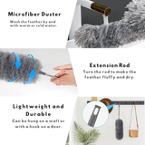 DustReach Telescopic Microfiber Duster - Extra Long 250 cm Reach for Safe Cleaning