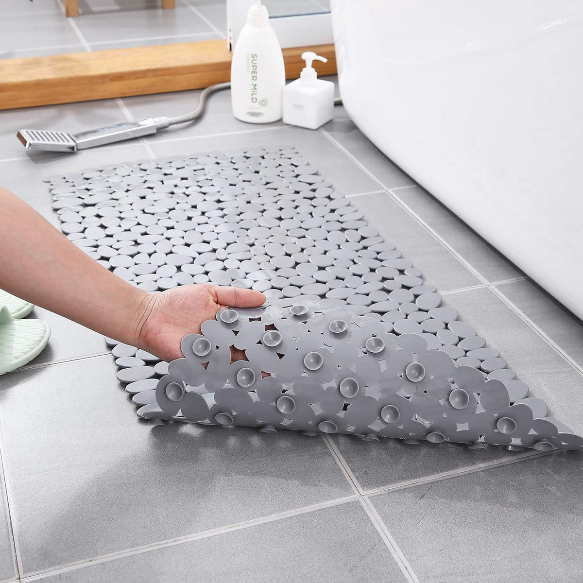 Eco-Friendly Non-Slip Pebble Bath Mat for Safe Relaxation