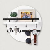 Eco-Friendly Round Wooden Key Holder with Shelf & Hooks