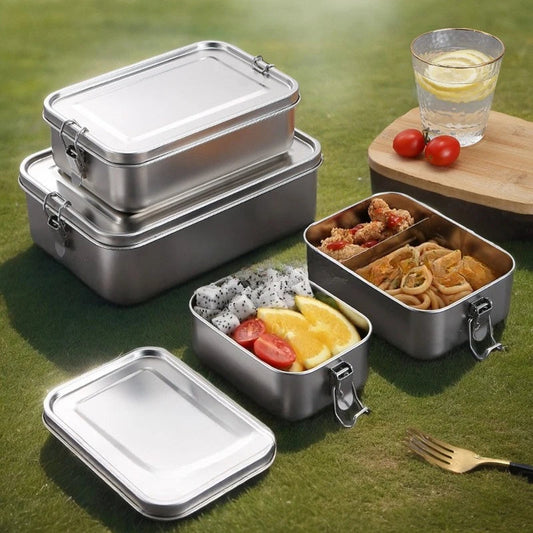 Eco-Friendly Stainless Steel Lunch Box Set of 3 - Durable, Multi-Purpose, 850-1400 ml