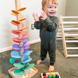 Eco-Friendly Wooden Rainbow Sound Tower - Sensory Toy for Kids