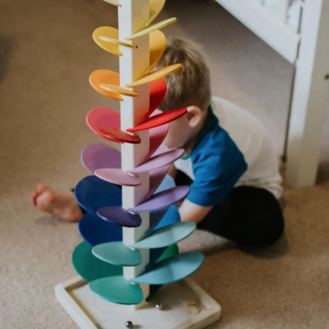 Eco-Friendly Wooden Rainbow Sound Tower - Sensory Toy for Kids