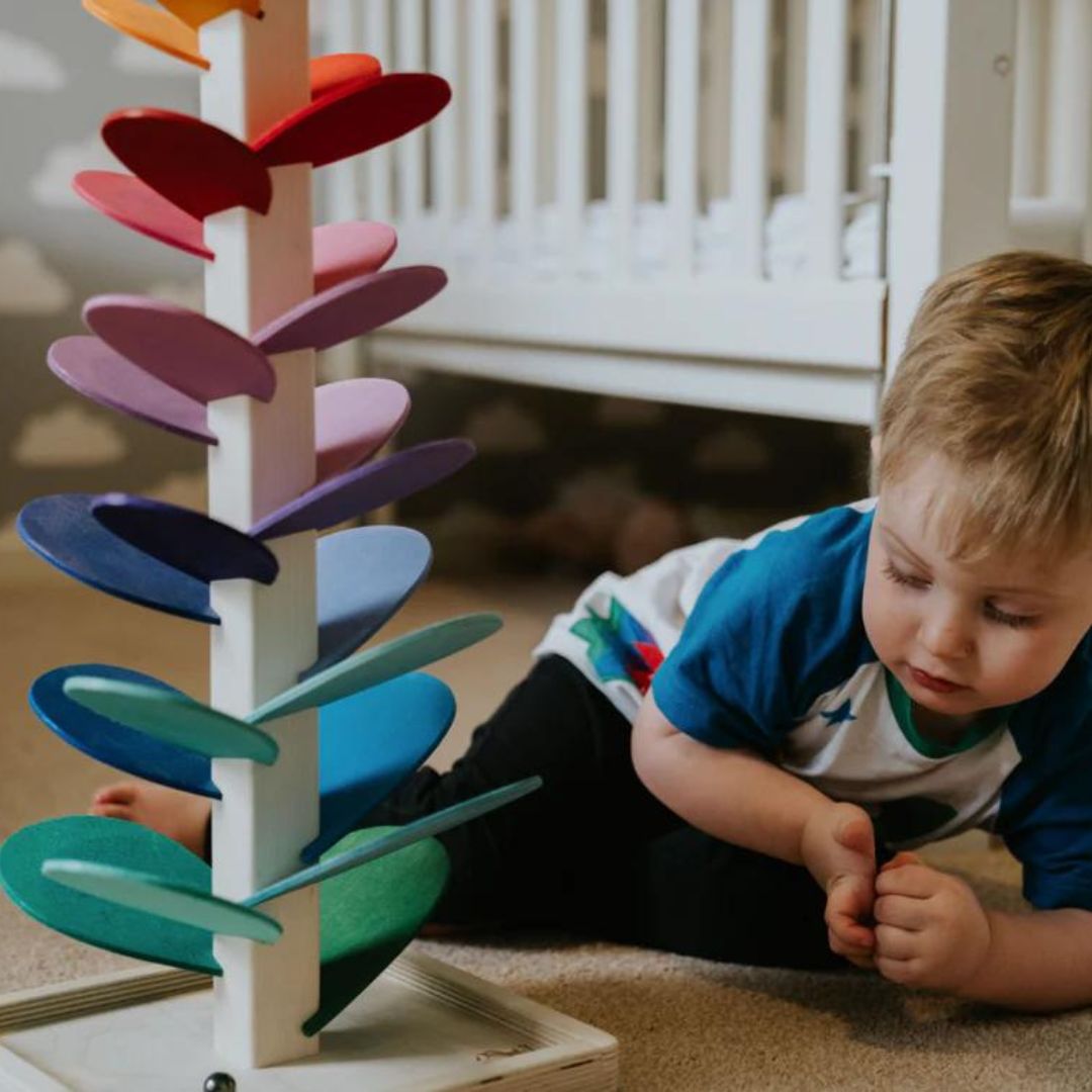 Eco-Friendly Wooden Rainbow Sound Tower - Sensory Toy for Kids