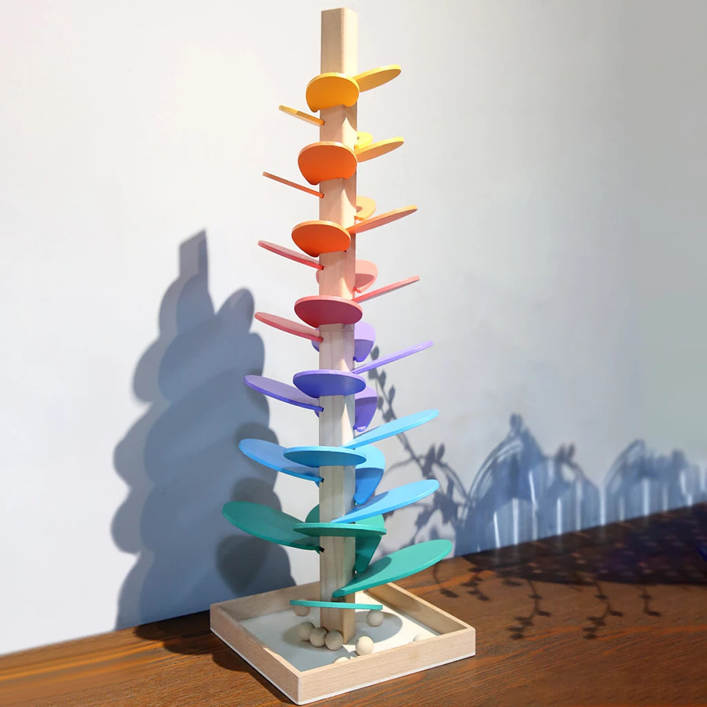 Eco-Friendly Wooden Rainbow Sound Tower - Sensory Toy for Kids
