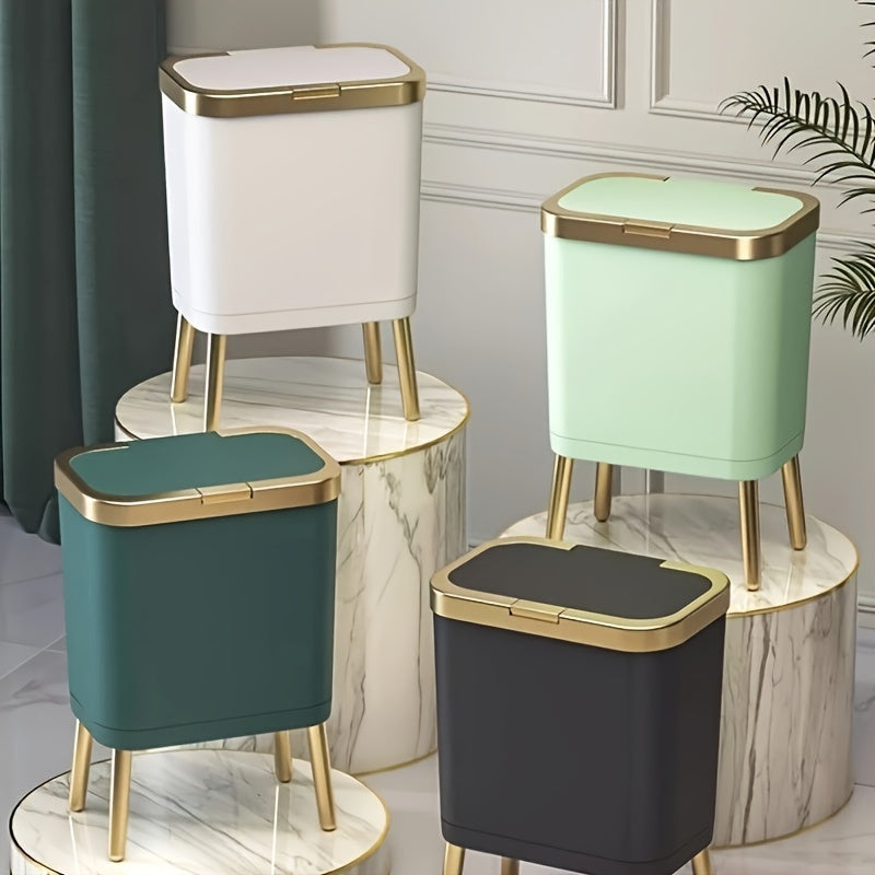Elegant 15L Trash Can with Odor-Sealing Lid & Raised Feet