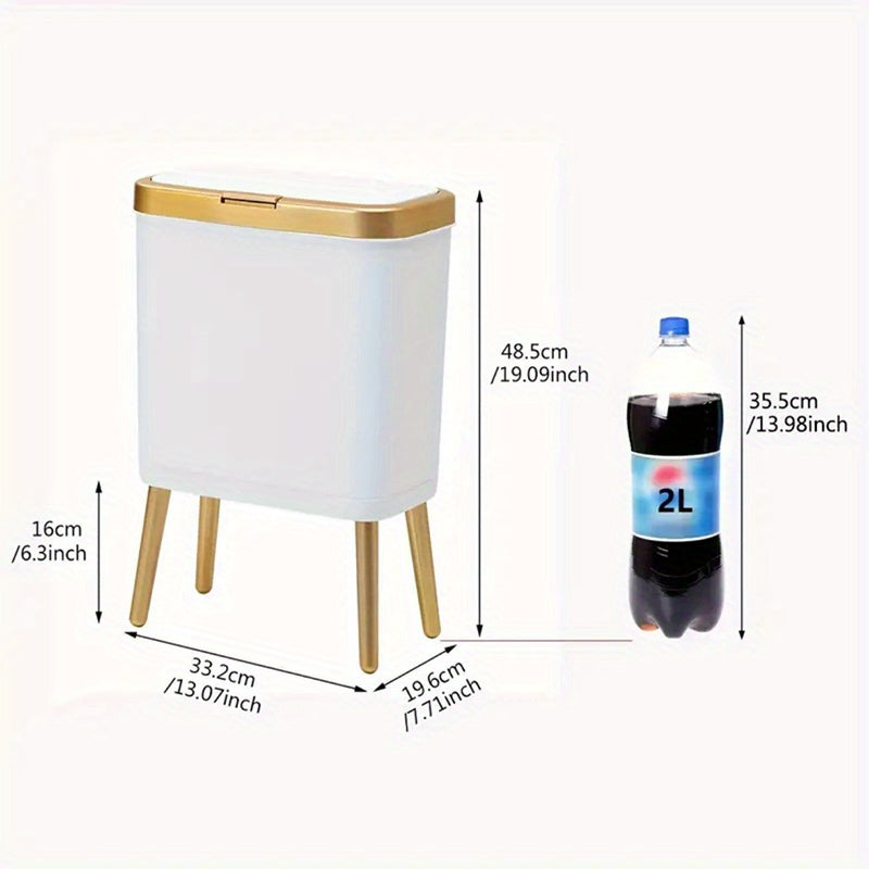 Elegant 15L Trash Can with Odor-Sealing Lid & Raised Feet