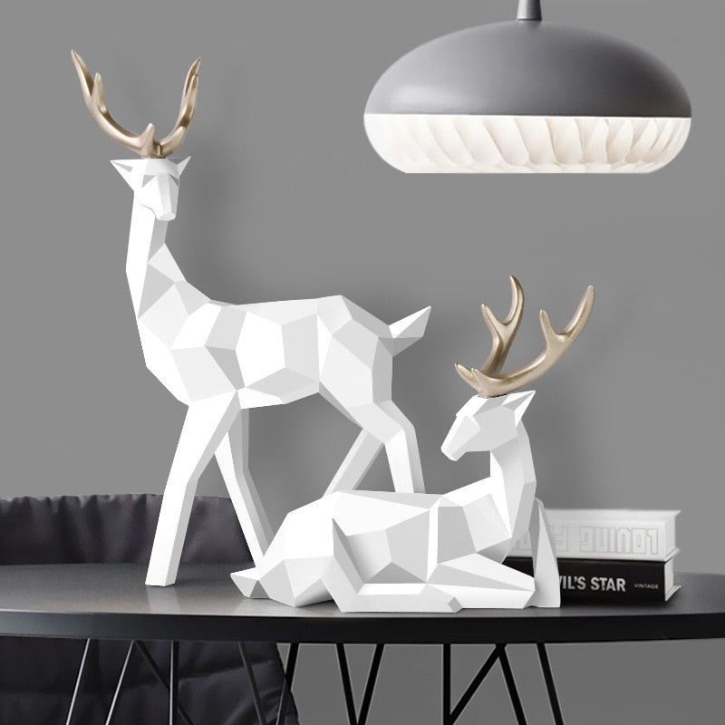 Elegant Abstract Deer Figures Sculpture - Nature-Inspired Art
