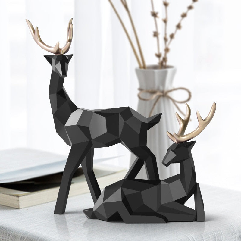 Elegant Abstract Deer Figures Sculpture - Nature-Inspired Art
