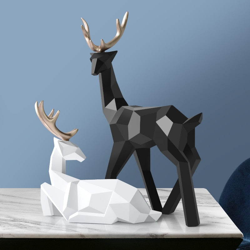 Elegant Abstract Deer Figures Sculpture - Nature-Inspired Art