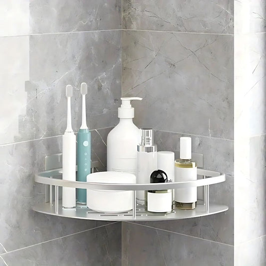 Elegant Aluminum Shower Storage Organizer with Removable Hook