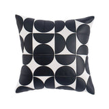 Elegant Faux Leather Sofa Cushion Cover - Embroidered Design, 18x18