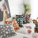 Elegant Faux Leather Sofa Cushion Cover - Embroidered Design, 18x18