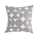 Elegant Faux Leather Sofa Cushion Cover - Embroidered Design, 18x18