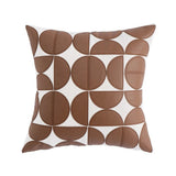 Elegant Faux Leather Sofa Cushion Cover - Embroidered Design, 18x18