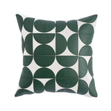 Elegant Faux Leather Sofa Cushion Cover - Embroidered Design, 18x18