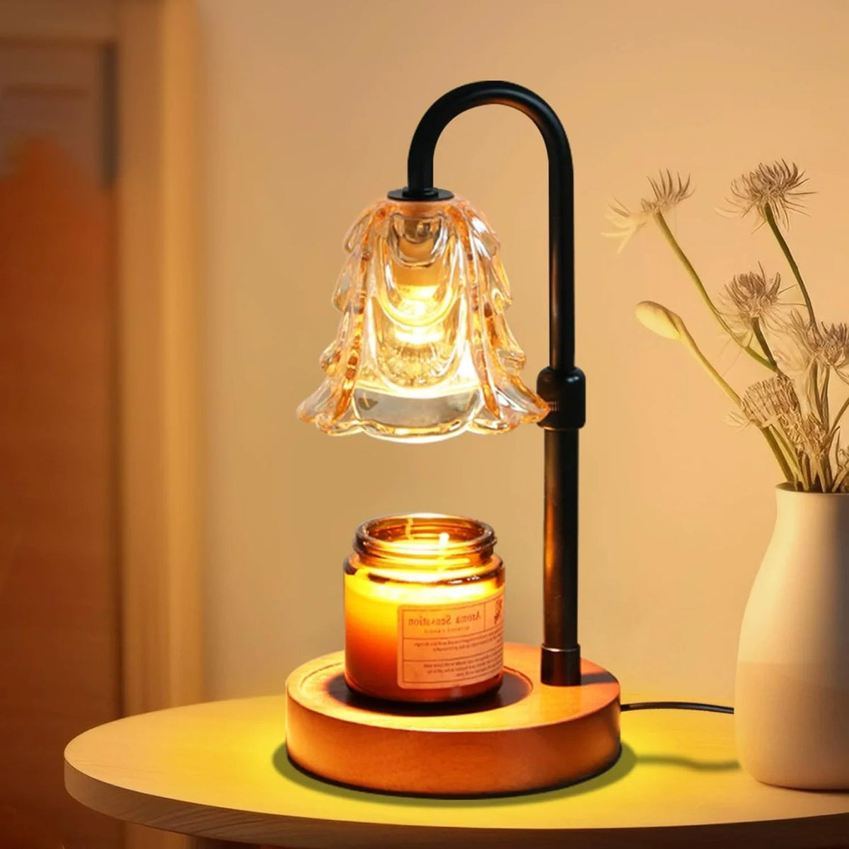 Elegant Flower Dimmable Candle Warmer Lamp with Timer