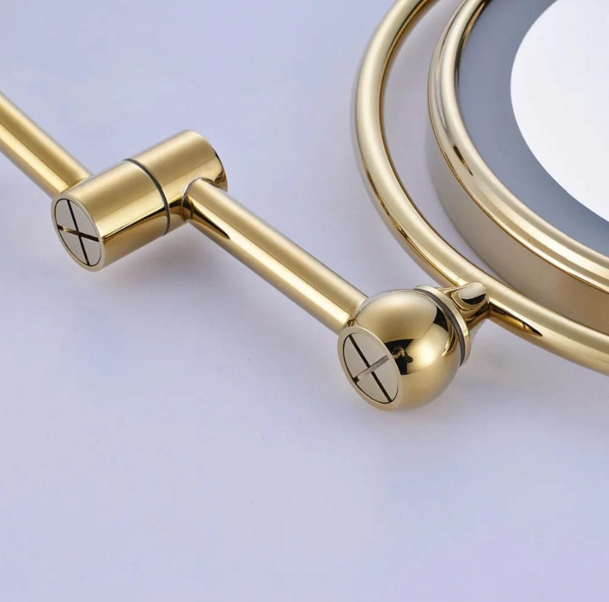 Elegant Gold Lighted Magnifying Makeup Mirror with 360° Rotation and Adjustable LED Lighting