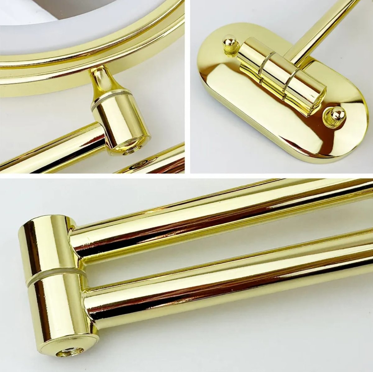 Elegant Gold Lighted Magnifying Makeup Mirror with 360° Rotation and Adjustable LED Lighting