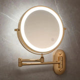 Elegant Gold Lighted Magnifying Makeup Mirror with 360° Rotation and Adjustable LED Lighting