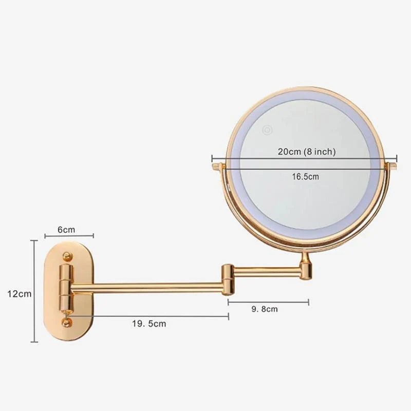 Elegant Gold Lighted Magnifying Makeup Mirror with 360° Rotation and Adjustable LED Lighting