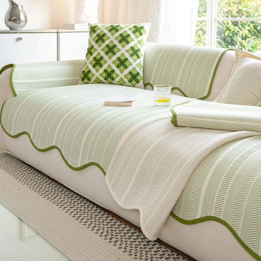 Elegant Herringbone Sofa Cover - Soft Microfiber Slipcover for Stylish Protection