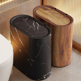 Elegant Marble Design Trash Can - Modern Oval Garbage Bin with Lid