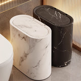 Elegant Marble Design Trash Can - Modern Oval Garbage Bin with Lid