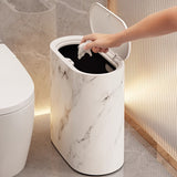 Elegant Marble Design Trash Can - Modern Oval Garbage Bin with Lid