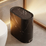 Elegant Marble Design Trash Can - Modern Oval Garbage Bin with Lid
