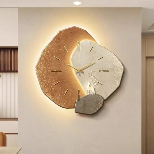 Elegant Modern Large Wall Clock with LED Backlight & Silent Movement