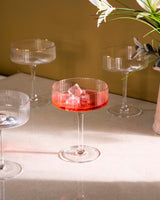 Elegant Ribbed Coupe Cocktail Glasses - Set of 6 for Drinks and Desserts