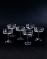 Elegant Ribbed Coupe Cocktail Glasses - Set of 6 for Drinks and Desserts