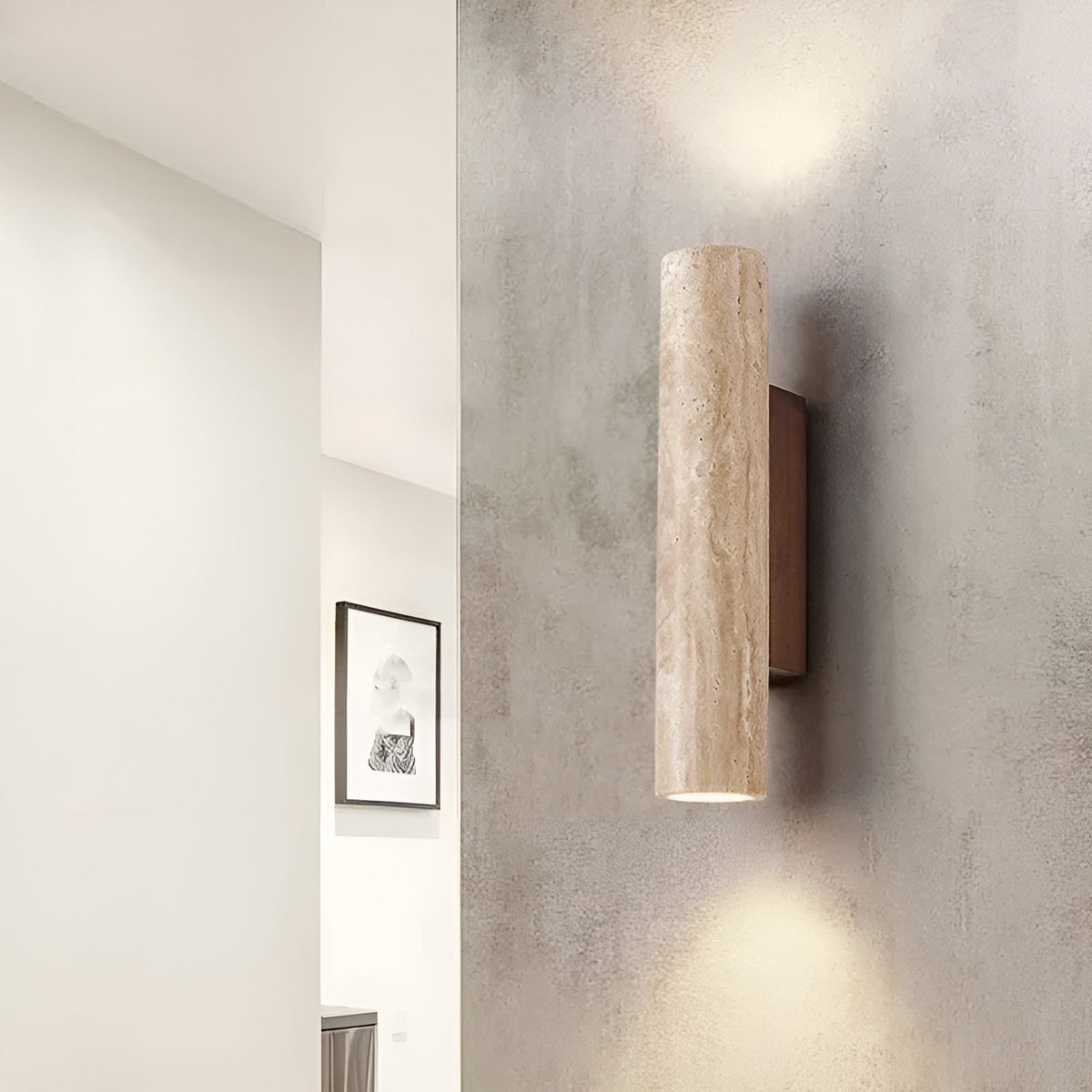 Elegant Travertine Wall Sconce - Modern Up & Down Wall Lighting