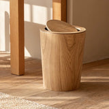 Elegant Wooden-Style Trash Can with Rotating Lid for Kitchen & Office