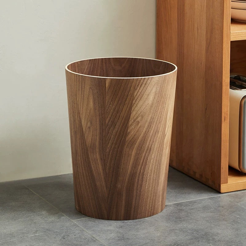Elegant Wooden-Style Trash Can with Rotating Lid for Kitchen & Office