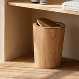 Elegant Wooden-Style Trash Can with Rotating Lid for Kitchen & Office