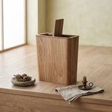 Elegant Wooden-Style Trash Can with Rotating Lid for Kitchen & Office