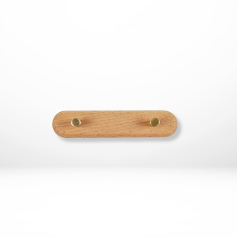 Elegant Wooden Coat Hooks for Wall with Brass Accents