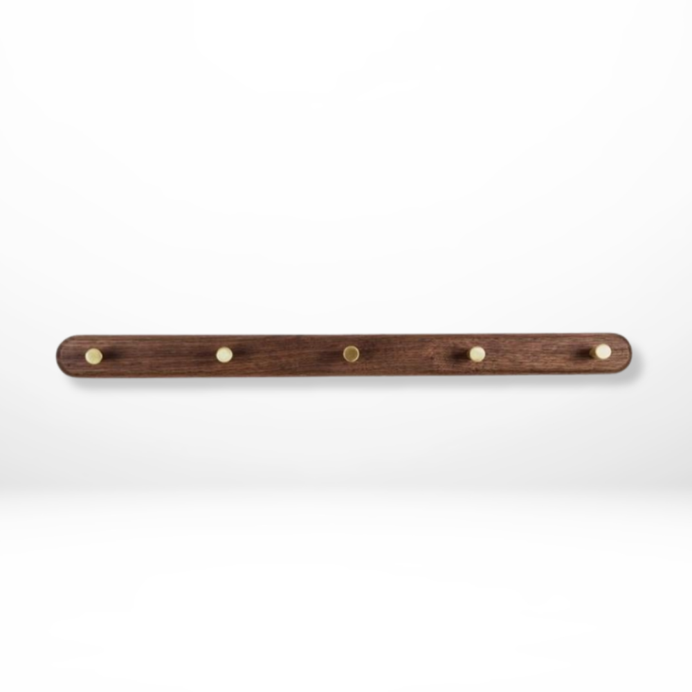 Elegant Wooden Coat Hooks for Wall with Brass Accents