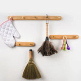 Elegant Wooden Coat Hooks for Wall with Brass Accents