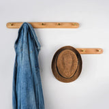 Elegant Wooden Coat Hooks for Wall with Brass Accents