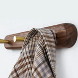 Elegant Wooden Coat Hooks for Wall with Brass Accents