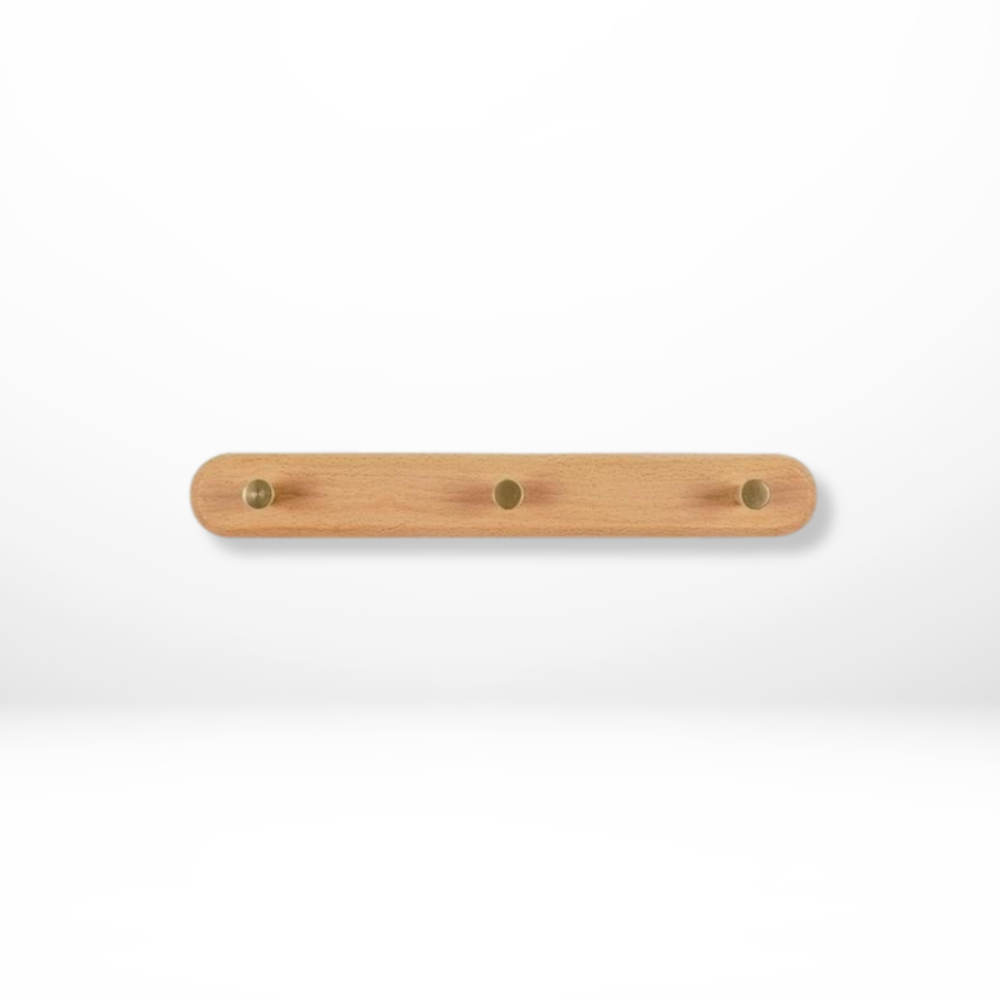 Elegant Wooden Coat Hooks for Wall with Brass Accents