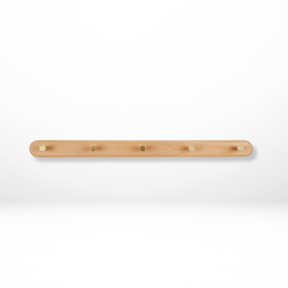 Elegant Wooden Coat Hooks for Wall with Brass Accents