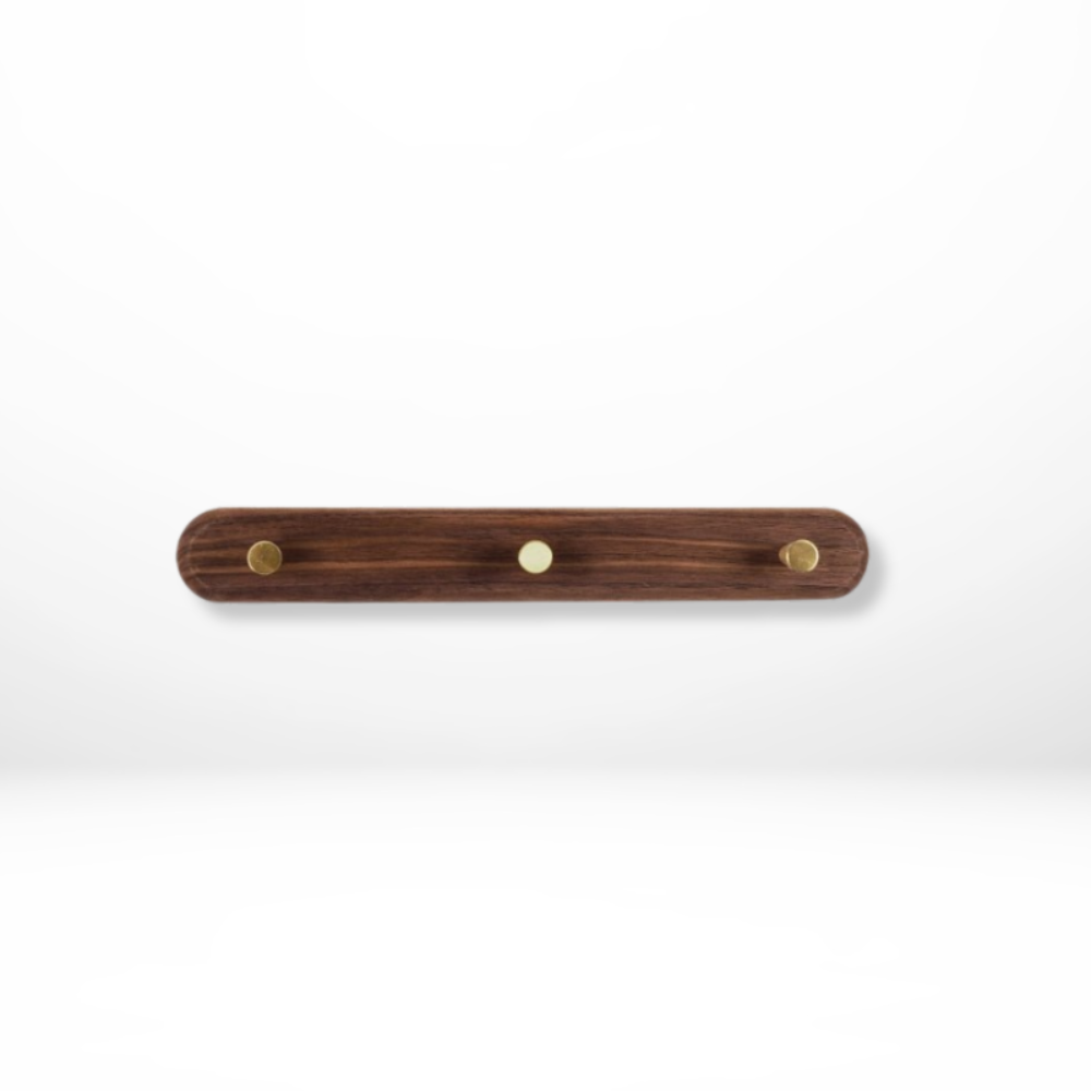 Elegant Wooden Coat Hooks for Wall with Brass Accents